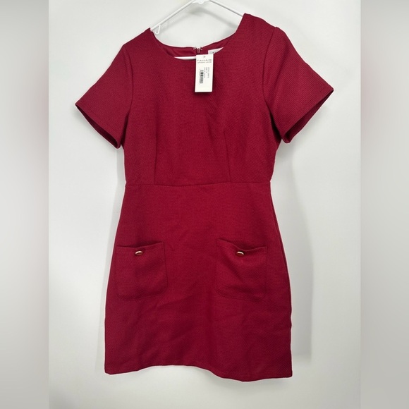 Tahari ASL Short Sleeve Pocket A-Line Dress Sz 10 In Brick Red NWT - Picture 3 of 5